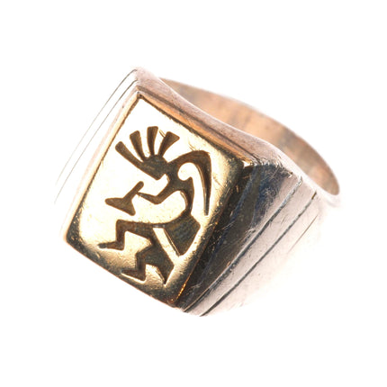 sz13 Mitchel Sockyma Hopi 14k gold sterling silver Kokopelli men's ring