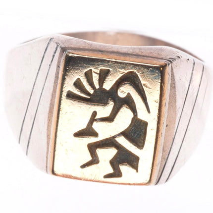 sz13 Mitchel Sockyma Hopi 14k gold sterling silver Kokopelli men's ring