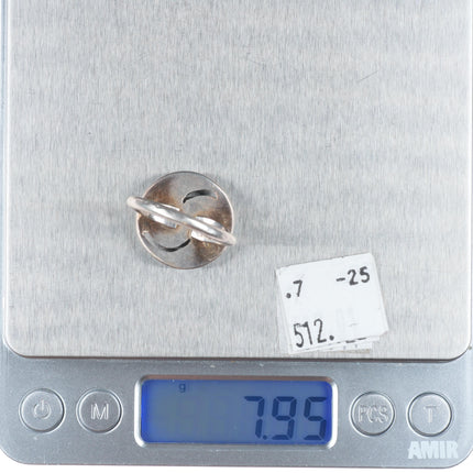 sz9 Vintage Zuni sterling silver hummingbird turquoise ring