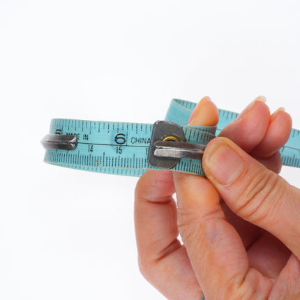 6.3" Vintage Zuni sterling silver stacking needlepoint turquoise cuff bracelet
