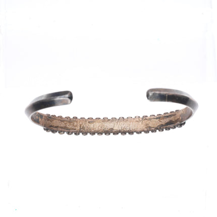6.3" Vintage Zuni sterling silver stacking needlepoint turquoise cuff bracelet
