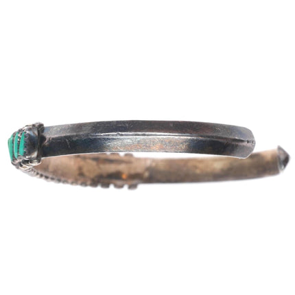6.3" Vintage Zuni sterling silver stacking needlepoint turquoise cuff bracelet