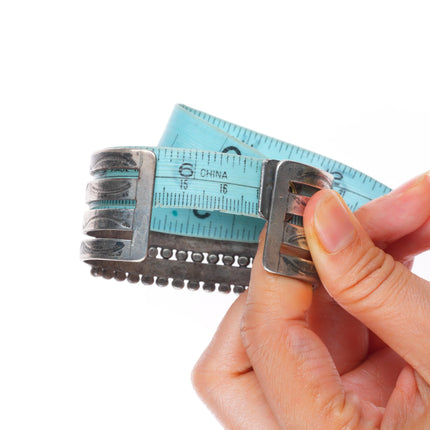 6.6" 1940's Zuni 4 row square cut natural turquoise cluster cuff bracelet