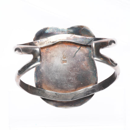 6.5" Vintage  Zuni sterling silver spiderweb turquoise/shell inlay cuff bracelet