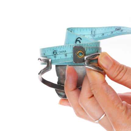 6.5" Vintage  Zuni sterling silver spiderweb turquoise/shell inlay cuff bracelet