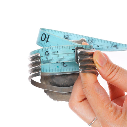 7" Big Vintage Navajo sterling silver wide face turquoise cuff bracelet