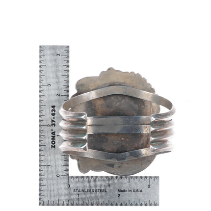 7" Big Vintage Navajo sterling silver wide face turquoise cuff bracelet
