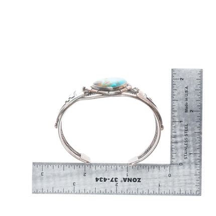 6.2" Vintage Navajo sterling silver high grade turquoise cuff bracelet RJ Jr