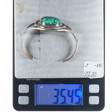 6.1" Vintage Navajo sterling silver high grade turquoise cuff bracelet