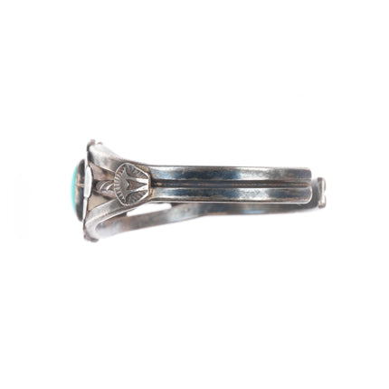 6.6" c1930's Navajo ingot silver Sleeping Beauty turquoise cuff bracelet