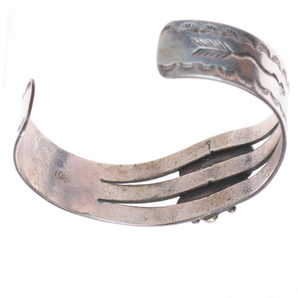 6.6"  1940's Navajo sterling silver high grade turquoise snakes cuff bracelet