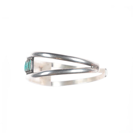6.25" Vintage Zuni sterling silver needlepoint turquoise stacker cuff bracelet
