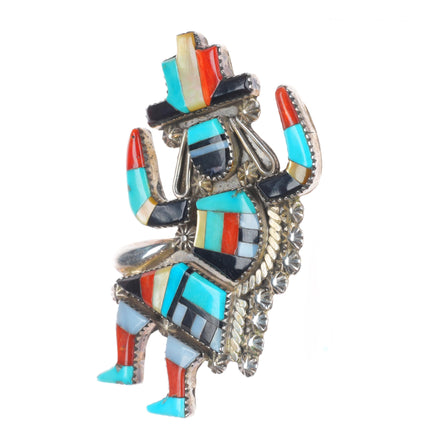 Gary-Pauline Vacit Zuni sterling silver turquoise rainbow dancer pendant/pin