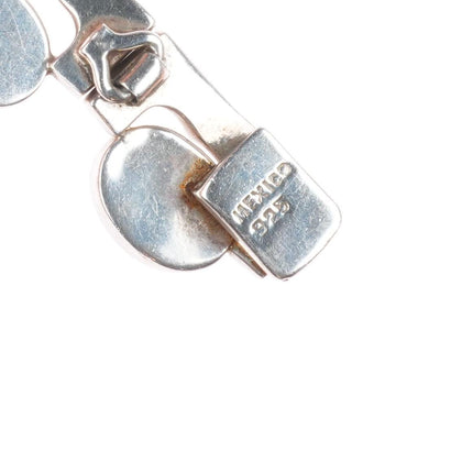 6.5" Retro Mexican sterling silver art glass modernist link bracelet