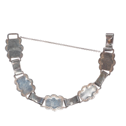 6.9" Vintage 1940's Navajo sterling silver green turquoise link bracelet