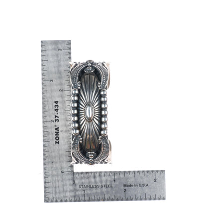 6.4" Delbert Gordon Navajo sterling silver deep stamped/chiseled cuff bracelet