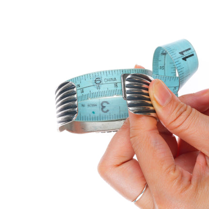 6.4" Delbert Gordon Navajo sterling silver deep stamped/chiseled cuff bracelet