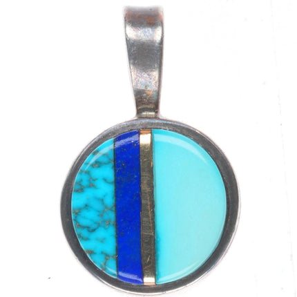 Charles Loloma Hopi 18k gold, sterling silver high grade Turquoise pendant