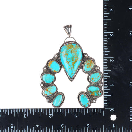 Large CB Gems southwestern sterling silver naja pendant w/ high grade turquoise