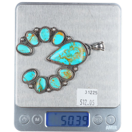 Large CB Gems southwestern sterling silver naja pendant w/ high grade turquoise