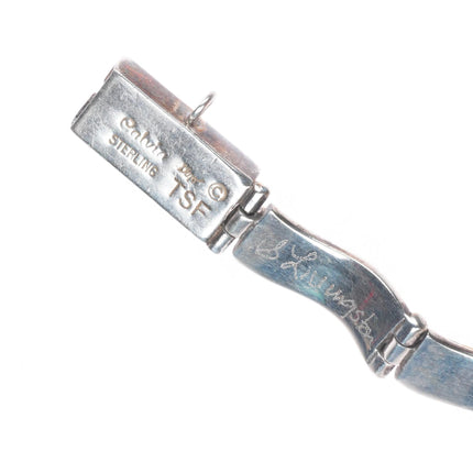 6.5" Livingston/Calvin Begay Navajo sterling silver stone inlay link bracelet