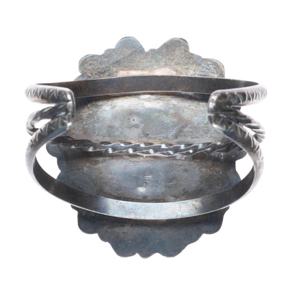 7" Vintage JF Zuni sterling silver shell inlay Kachina Dancer cuff bracelet