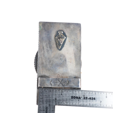 Heavy Vintage Navajo sterling silver turquoise elk bust belt buckle