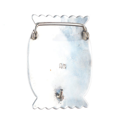 Vintage Navajo sterling silver modernist shadowbox belt buckle AC