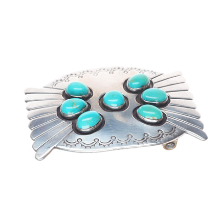 Vintage Navajo sterling silver modernist shadowbox belt buckle AC