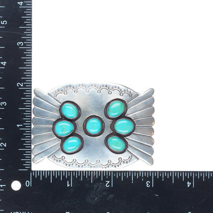 Vintage Navajo sterling silver modernist shadowbox belt buckle AC