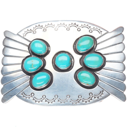 Vintage Navajo sterling silver modernist shadowbox belt buckle AC