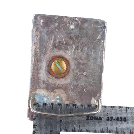 Vintage Navajo sterling turquoise belt buckle with Silver us coin