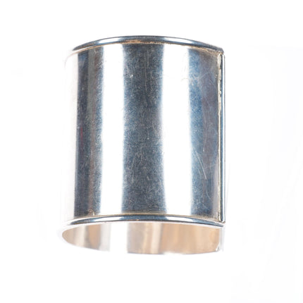 6.75" Vintage Joe Paul Navajo sterling silver wide band plain cuff bracelet