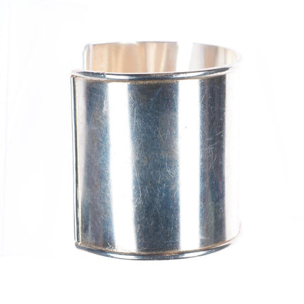 6.75" Vintage Joe Paul Navajo sterling silver wide band plain cuff bracelet