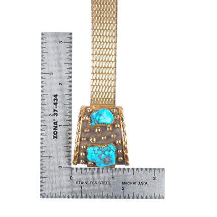 Nelson Walley 14k gold/sterling silver/turquoise southwestern watch tips