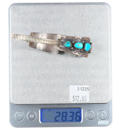 Vintage Harry H Begay Navajo sterling silver ladies watch tips w/turquoise