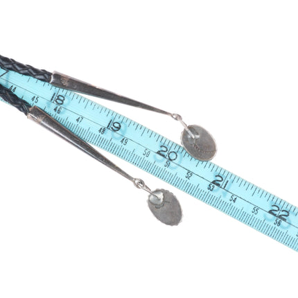 Vintage Navajo sterling silver red spiderweb turquoise carved elk horn bolo tie