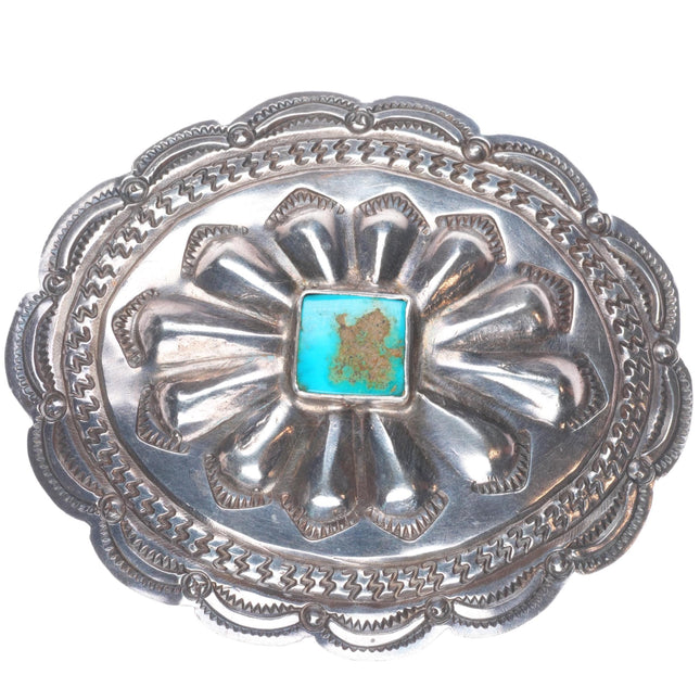 1940's Vintage Navajo sterling silver turquoise concho pin/brooch w/turquoise