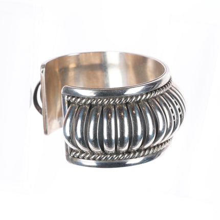 6.5" Priscilla Apacheto sterling silver melon ribbed Navajo cuff bracelet