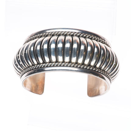 6.5" Priscilla Apacheto sterling silver melon ribbed Navajo cuff bracelet