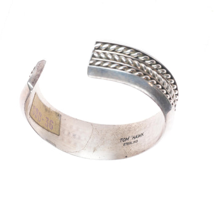 6.25" Tom Hawk Navajo sterling silver braided heavy cuff bracelet