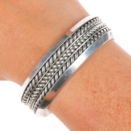 6.25" Tom Hawk Navajo sterling silver braided heavy cuff bracelet