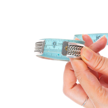 6.25" Tom Hawk Navajo sterling silver braided heavy cuff bracelet