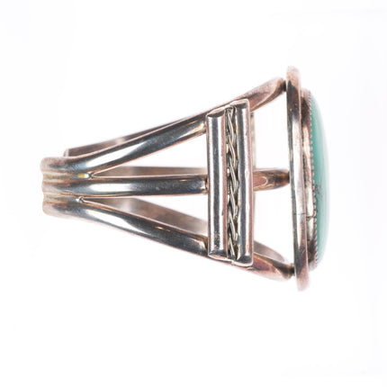 6.3" Vintage Navajo sterling silver green turquoise cuff bracelet