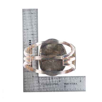 6.3" Vintage Navajo sterling silver green turquoise cuff bracelet