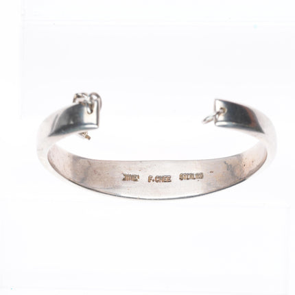 6.1" Frank Chee Navajo sterling silver denim lapis channel inlay cuff bracelet