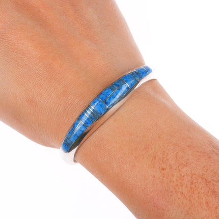 6.1" Frank Chee Navajo sterling silver denim lapis channel inlay cuff bracelet