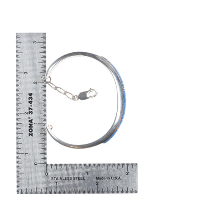 6.1" Frank Chee Navajo sterling silver denim lapis channel inlay cuff bracelet