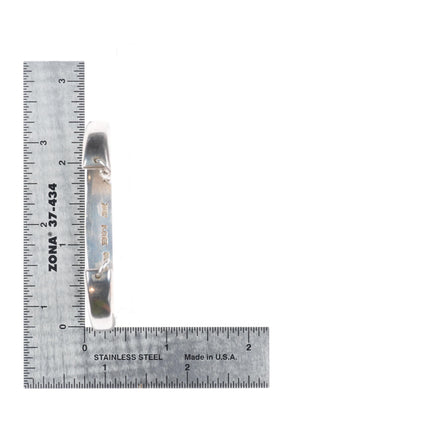 6.1" Frank Chee Navajo sterling silver denim lapis channel inlay cuff bracelet