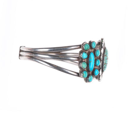 6.6" 30's-40's Vintage Navajo or Zuni sterling silver turquoise cuff bracelet